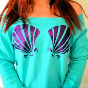 Aqua Purple Mermaid Glitter Sweater