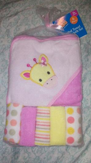 Hooded towel and washcloth