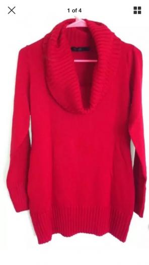 Limited Large Cowl Neck Tunic Sweater Re