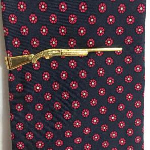 Shotgun NRA Tie Clip Polished Brass