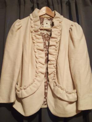 Anthropologie cream wool jacket.