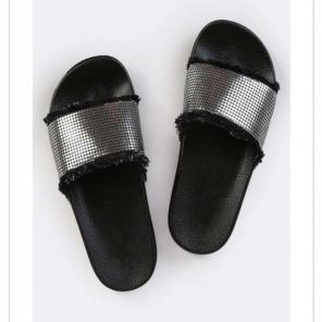 Frayed Chainmail Slip On Sandals