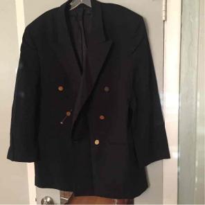 Blk Wool Dbl Breasted Jacket, 41R