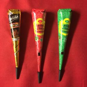 1 X BLACK RED GREEN COLORED HENNA CONES