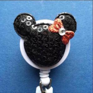 Sequin Minnie Mouse ID Badge Nurse RN MD