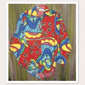 Vintage 80s Big Shirt Mod Print M L SOHO
