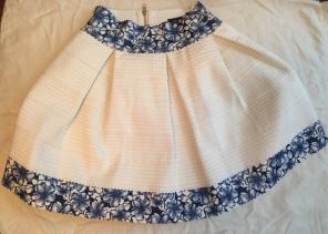 White And Blue Floral High Waisted Skirt
