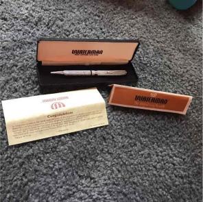New in box Vintage Waterman silver pen