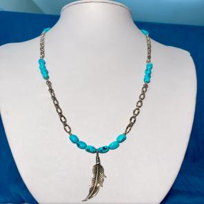 NATIVE AMERICAN 925 TURQUOISE W FEATHER