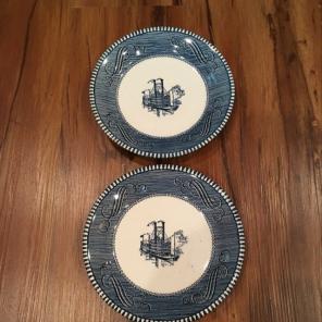 Royal Currier And Ives Blue Ship Plates