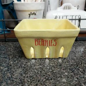 Yellow ceramic berry basket