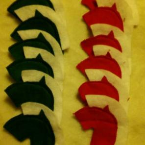 Candy cane horse holders.