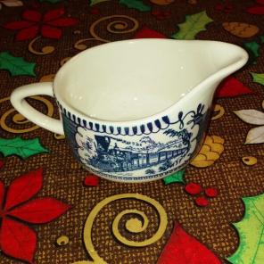Navy blue train vintage creamer. Cute!