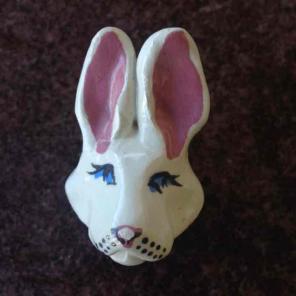 Bunny rabbit ceramic cabinet knob pull