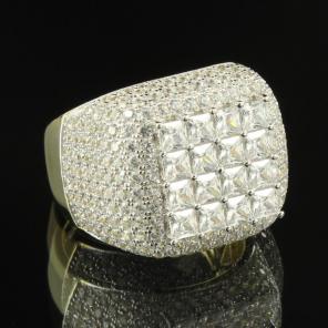 Princess Cut Solitaire Icedout Mens Ring