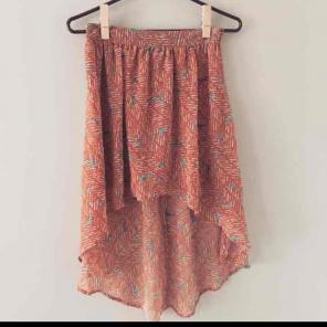 Cute Orange and Blue high low skirt