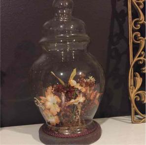 Vintage ~ butterfly flower glass jar