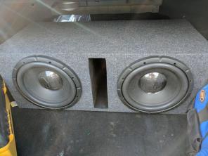 Pair 12 inch subwoofers with box
