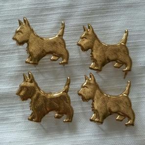 Gold Vintage Scottish Dog Pronged Studs