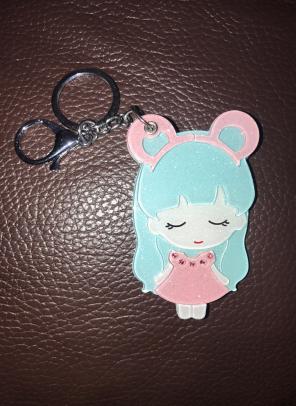 Kawaii girl Mirror keychain