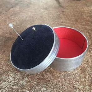 Vintage Metal Pin Cushion & Box