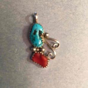 Sterling Turquoise Coral Pendant