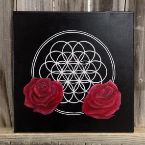 Flower Of Life And Roses Painting