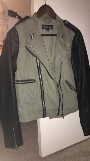 Denim And Leather Biker Jacket