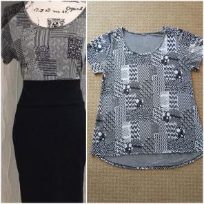 LuLaRoe Classic T Gray Patchwork Chevron