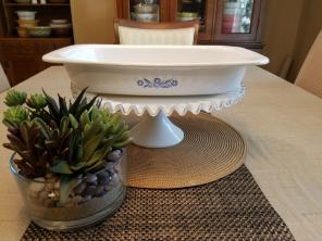 Vintage Corning blue flower roaster