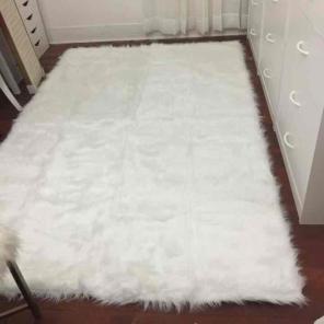 White faux fur rug