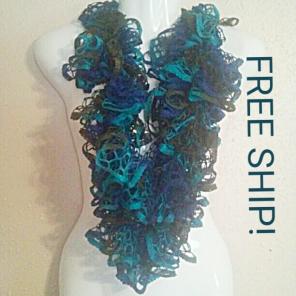 Blue Black Fishnets Scarf Shawl