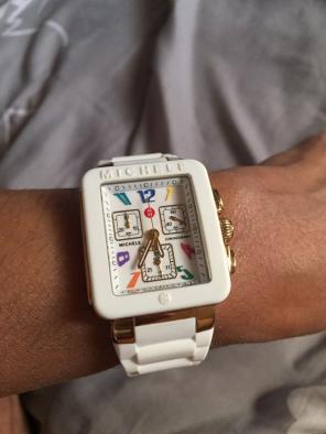 Michele Jelly Bean Park White Gold Watch