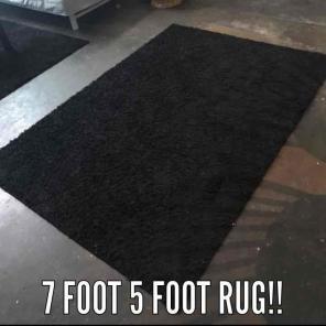 7 feet 5 Feet Large Black Fuzzy Teen Rug