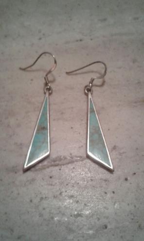 New 1.7" .925 ss turquoise earrings.