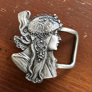 Art Nouveau Mucha-style Belt Buckle