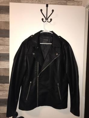 MENS FAUX LEATHER MOTO JACKET