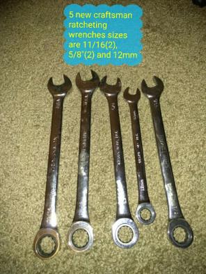 Lot of 5 craftsman ratcheting wrenches