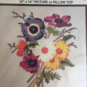 Floral peony crewel kit embroidery