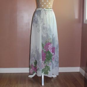 Purple peonies chiffon maxi skirt