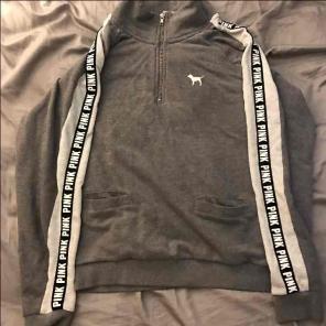 pink gray sweater