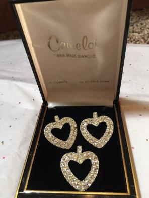 Three Vintage Camelot Heart Pendants
