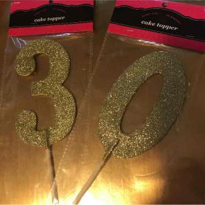 Gold 30th Birthday Cake Topper