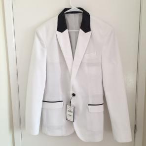 Zara white black collar suit
