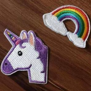 Unicorn and rainbow iron on patches