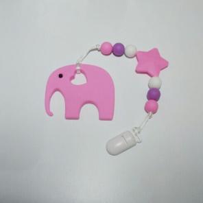 Teething clip on toy elephant