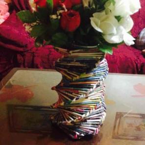 Handmade colorful paper vase