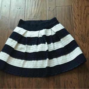 Blue and white striped stretchy skirt