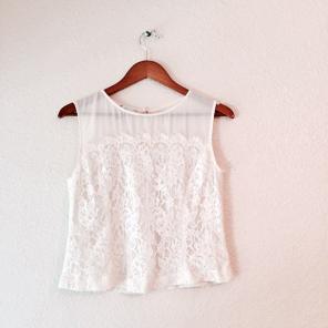 Vintage Ella Lace Sleeves Tank Top Shirt