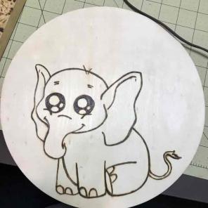 Elephant wood burning